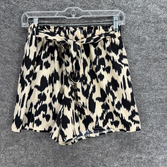 SheIn Shorts Womne S Small Beige Animal Print High Rise Hot Pants Pull On Belted - Picture 1 of 6